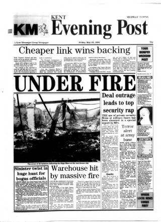 cover page of Kent Evening Post published on May 18, 1990
