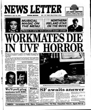 cover page of Belfast News-Letter published on May 18, 1994