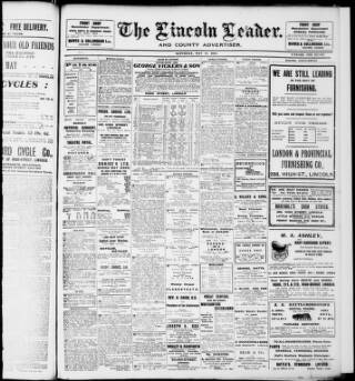 cover page of Lincoln Leader and County Advertiser published on May 18, 1912