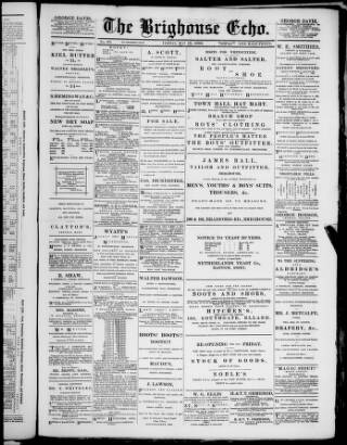 cover page of Brighouse Echo published on May 18, 1888