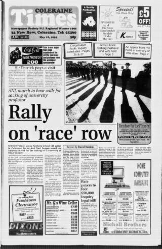 cover page of Coleraine Times published on May 18, 1994