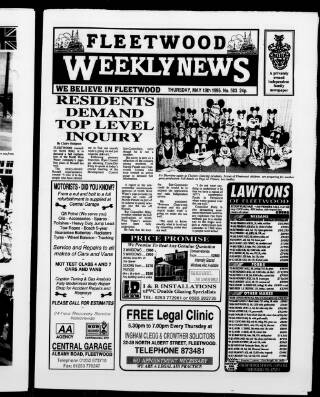 cover page of Fleetwood Weekly News published on May 18, 1995