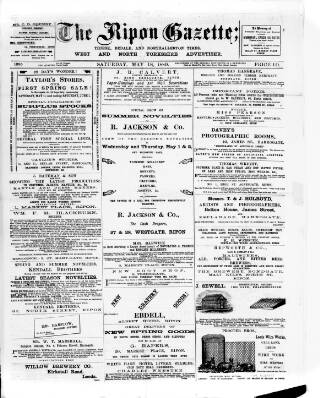 cover page of Ripon Gazette published on May 18, 1889