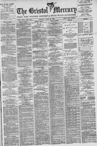 cover page of Bristol Mercury published on April 26, 1892