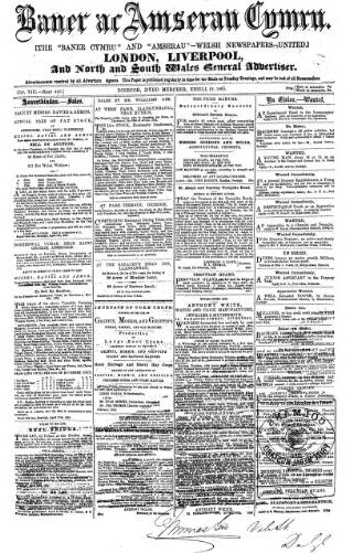 cover page of Baner ac Amserau Cymru published on April 19, 1865