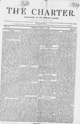 cover page of The Charter published on March 1, 1840