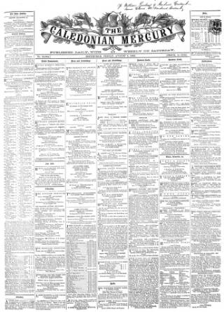 cover page of Caledonian Mercury published on August 8, 1862