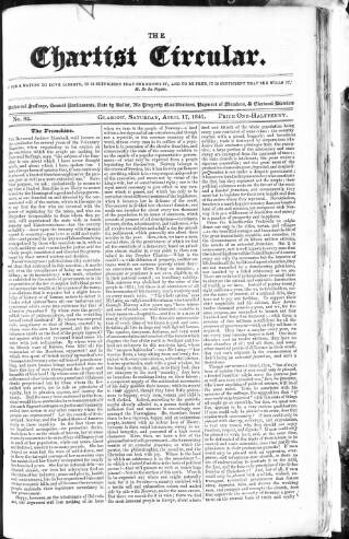 cover page of Chartist Circular published on April 17, 1841