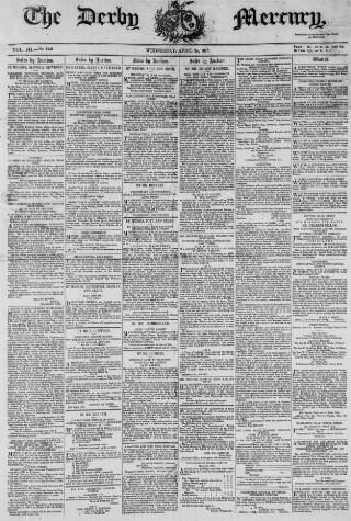 cover page of Derby Mercury published on April 24, 1872