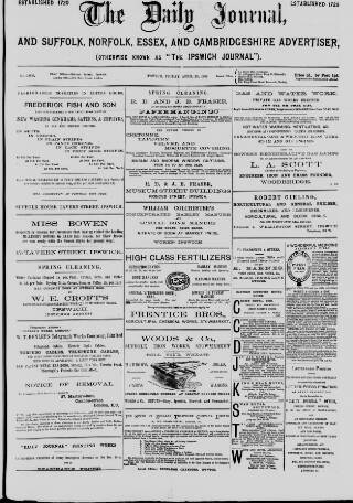 cover page of Ipswich Journal published on April 20, 1888