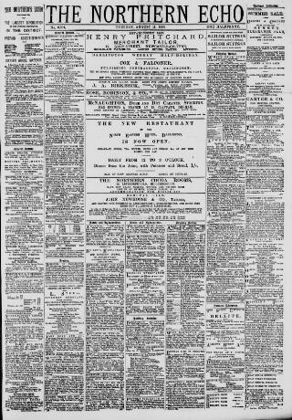 cover page of Northern Echo published on August 11, 1891