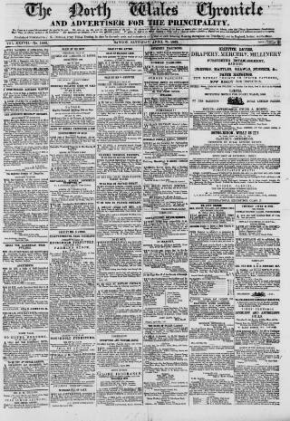 cover page of North Wales Chronicle published on April 25, 1863