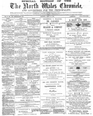 cover page of North Wales Chronicle published on April 25, 1891