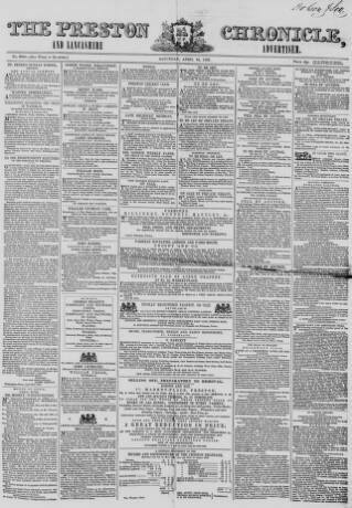 cover page of Preston Chronicle published on April 24, 1852