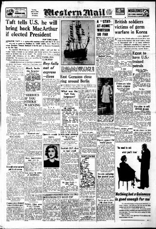 cover page of Western Mail published on June 2, 1952