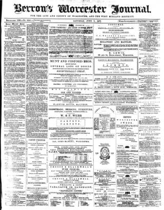 cover page of Worcester Journal published on June 2, 1877