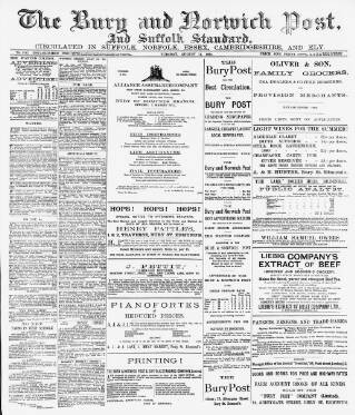 cover page of Bury and Norwich Post published on August 11, 1891