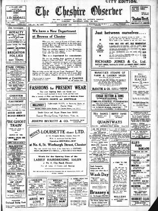cover page of Cheshire Observer published on April 19, 1941