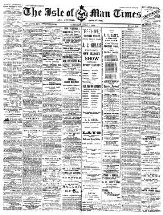 cover page of Isle of Man Times published on June 1, 1889