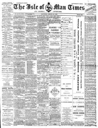 cover page of Isle of Man Times published on March 29, 1890