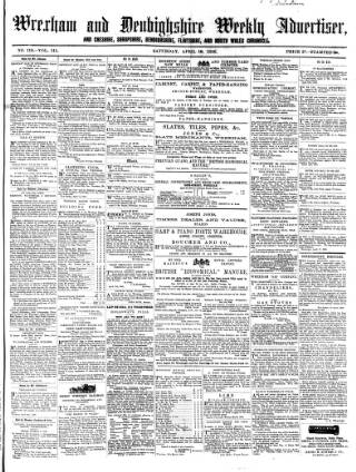 cover page of Wrexham Advertiser published on April 19, 1856