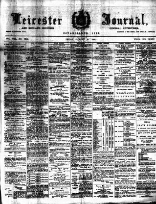 cover page of Leicester Journal published on August 11, 1893