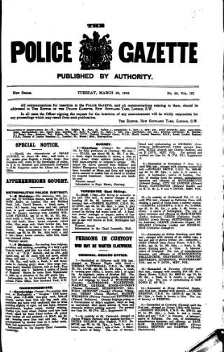 cover page of Police Gazette published on March 28, 1916