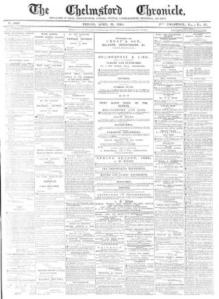 cover page of Chelmsford Chronicle published on April 16, 1880