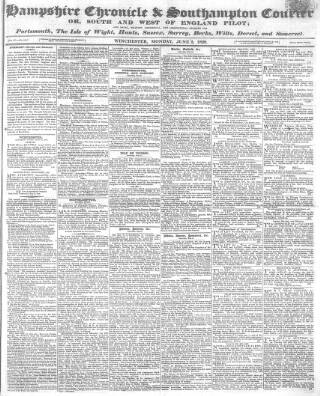 cover page of Hampshire Chronicle published on June 2, 1828