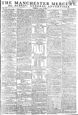 cover page of Manchester Mercury published on April 17, 1804