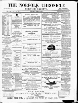 cover page of Norfolk Chronicle published on April 24, 1875