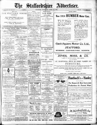 cover page of Staffordshire Advertiser published on April 25, 1914