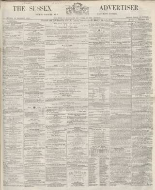 cover page of Sussex Advertiser published on June 2, 1866