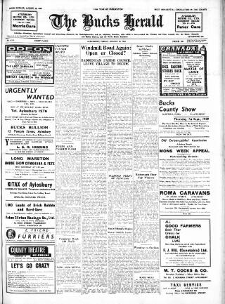 cover page of Bucks Herald published on August 12, 1949