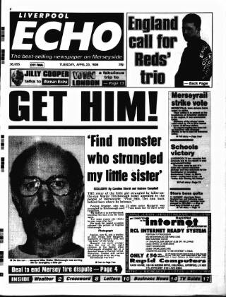 cover page of Liverpool Echo published on April 23, 1996