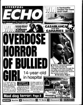 cover page of Liverpool Echo published on March 28, 1998