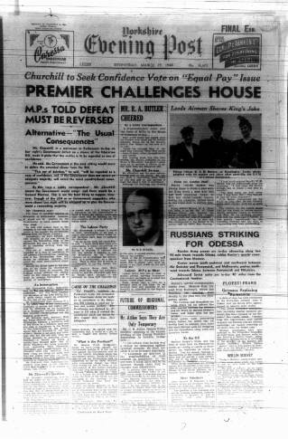 cover page of Yorkshire Evening Post published on March 29, 1944