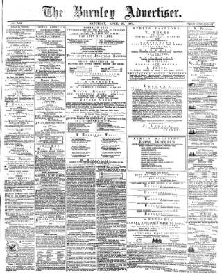 cover page of Burnley Advertiser published on April 23, 1864