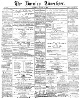 cover page of Burnley Advertiser published on August 12, 1865
