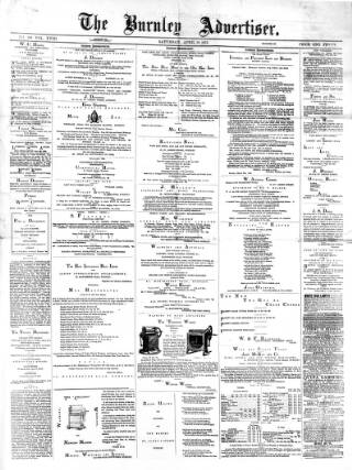 cover page of Burnley Advertiser published on April 19, 1873