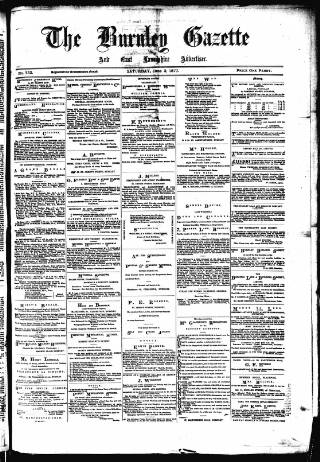 cover page of Burnley Gazette published on June 2, 1877