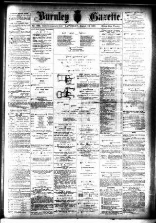 cover page of Burnley Gazette published on August 13, 1881