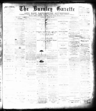 cover page of Burnley Gazette published on April 20, 1889