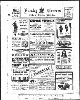 cover page of Burnley Express published on April 16, 1930