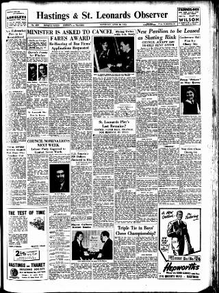 cover page of Hastings and St Leonards Observer published on April 18, 1953