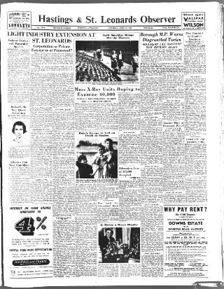 cover page of Hastings and St Leonards Observer published on April 26, 1958