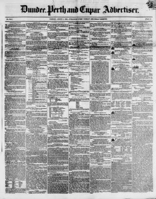 cover page of Dundee, Perth, and Cupar Advertiser published on August 8, 1854