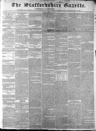 cover page of Staffordshire Gazette and County Standard published on February 3, 1842