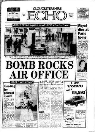 cover page of Gloucestershire Echo published on April 24, 1986