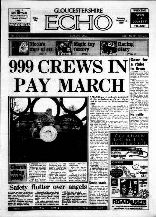 cover page of Gloucestershire Echo published on December 2, 1989